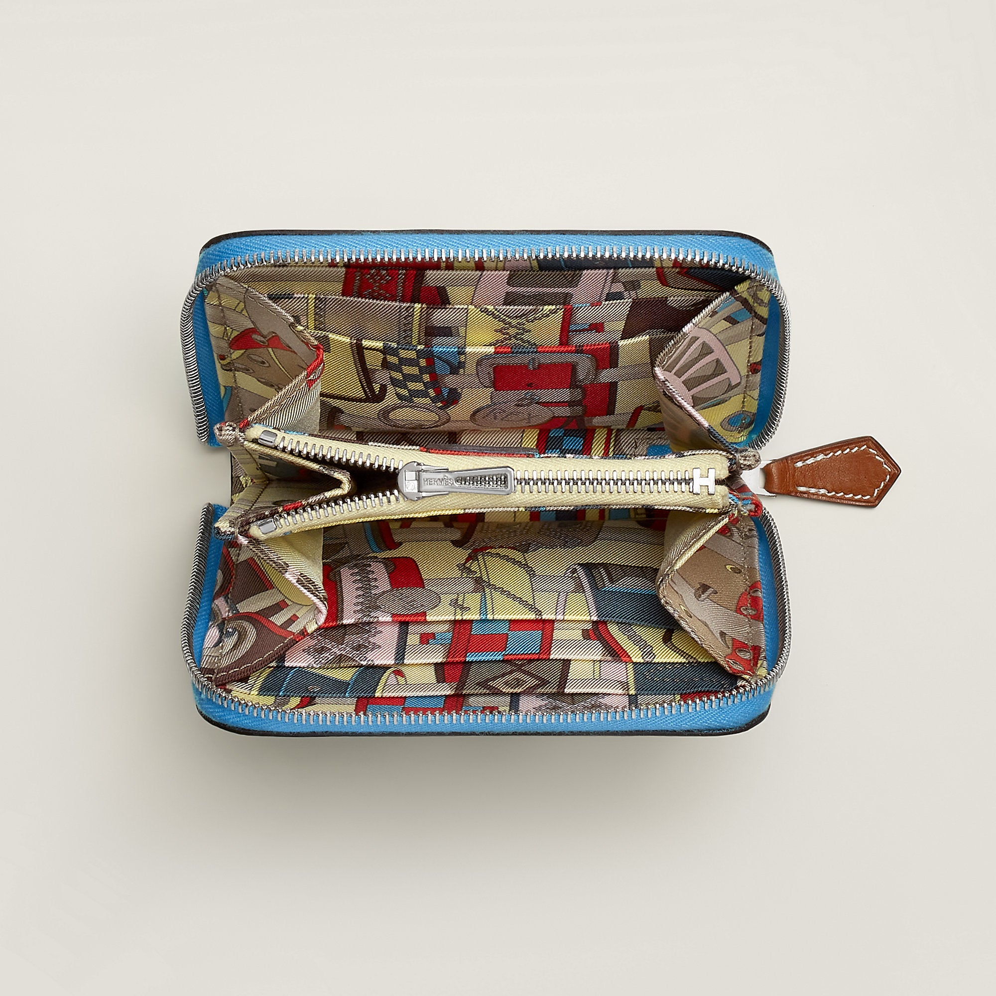  Hermes Silk'In Compact Wallet Cleste