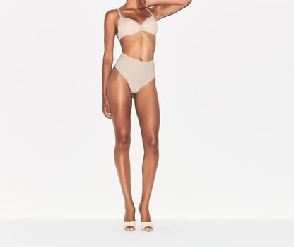 Skims Cotton Shapewear High-Waisted Thong Linen