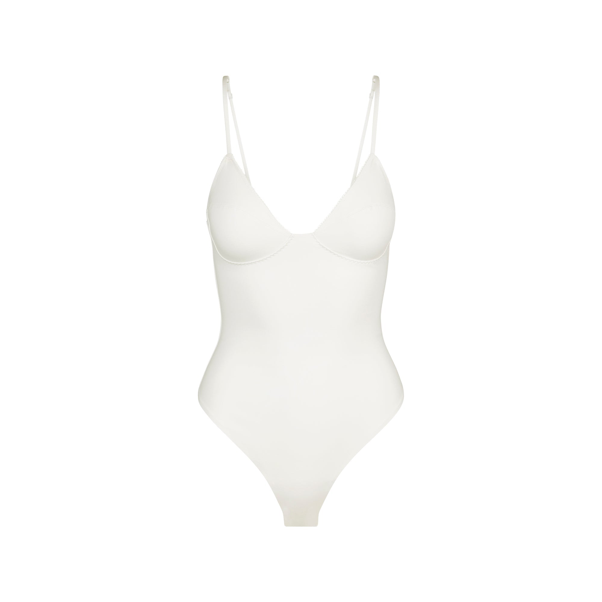 Skims Cotton Shapewear Thong Bodysuit Marble