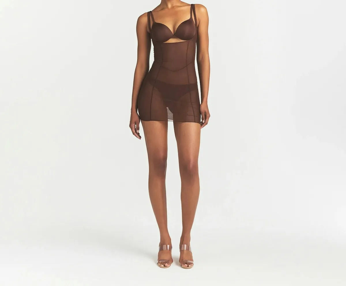 Skims Power Mesh Shapewear Open Bust Slip Dress
