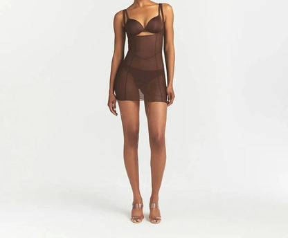 Skims Power Mesh Shapewear Open Bust Slip Dress