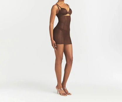 Skims Power Mesh Shapewear Open Bust Slip Dress