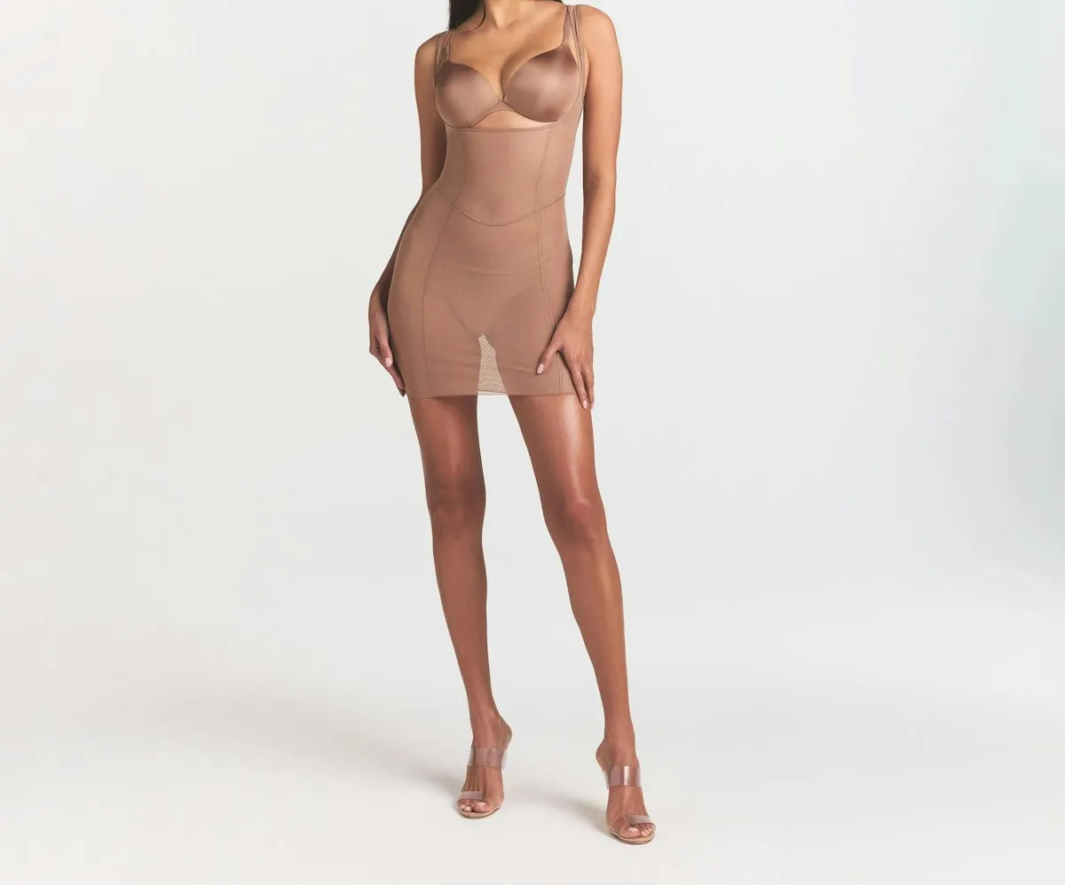 Skims Power Mesh Shapewear Open Bust Slip Dress