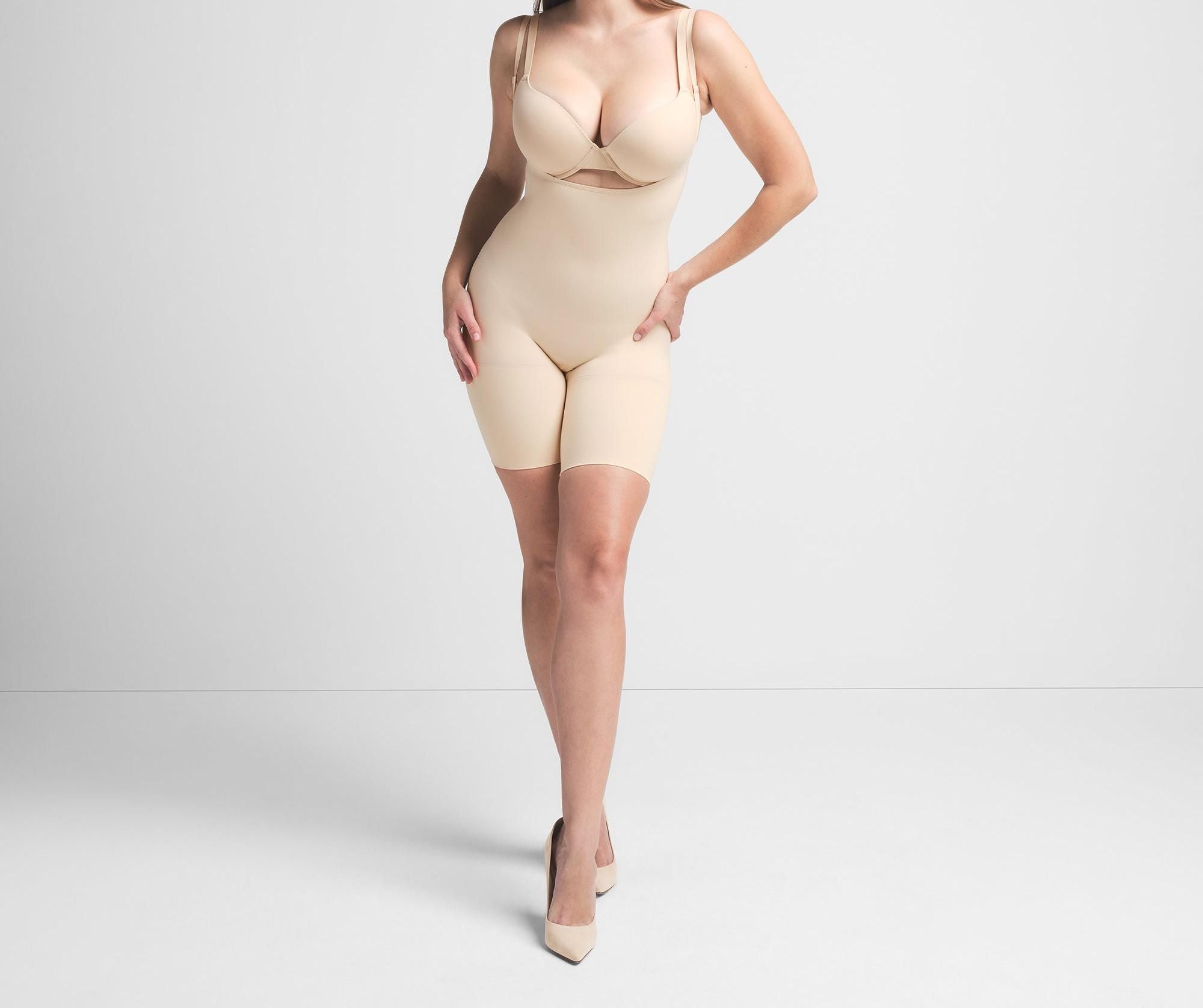 Skims Seamless Sculpt Butt Lifting Open Bust Bodysuit Sand