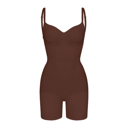 Skims Seamless Sculpt Low Back Mid Thigh Bodysuit Cocoa