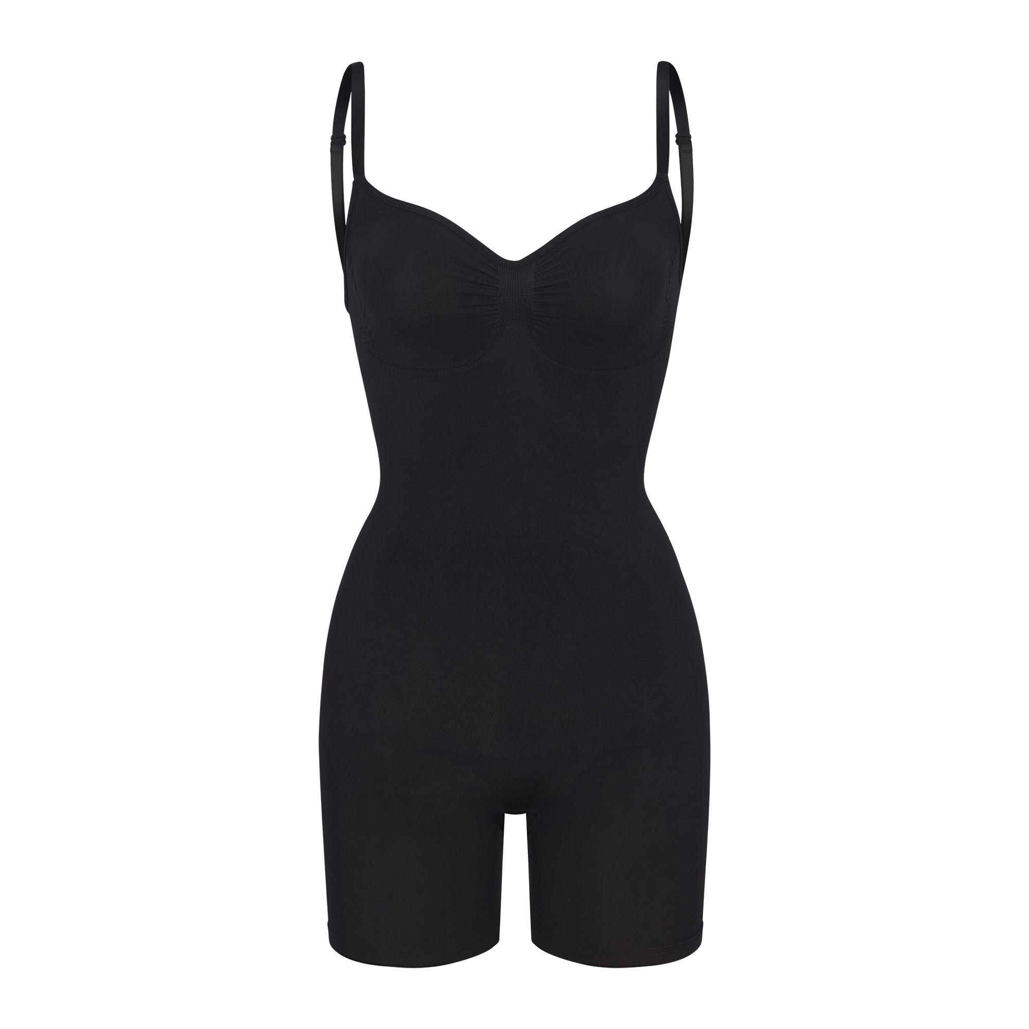 Skims Seamless Sculpt Low Back Mid Thigh Bodysuit Onyx