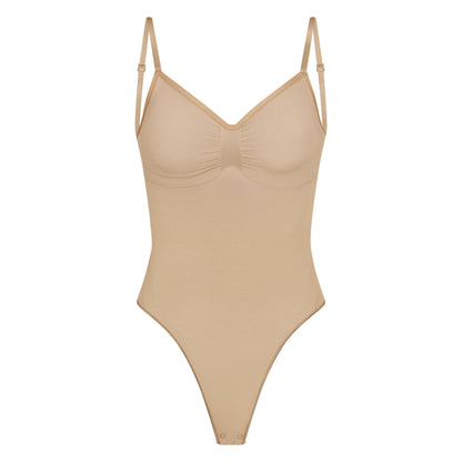 Skims Seamless Sculpt Low Back Thong Bodysuit Clay