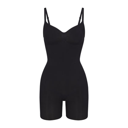 Skims Seamless Sculpt Mid Thigh Bodysuit Onyx