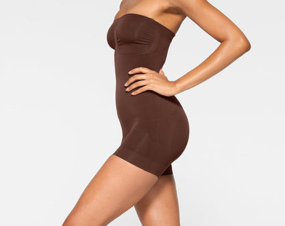 Skims Seamless Sculpt Strapless Shortie Bodysuit Cocoa