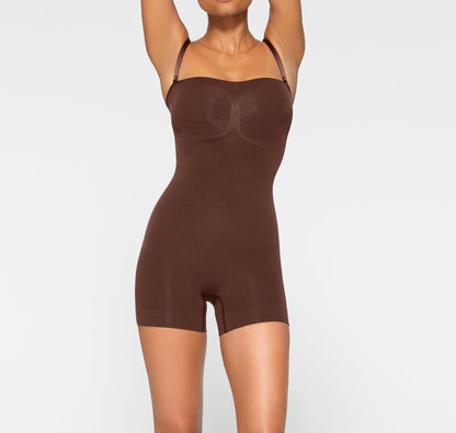 Skims Seamless Sculpt Strapless Shortie Bodysuit Cocoa