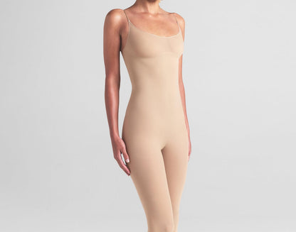 Skims Sheer Seamless Catsuit Sand