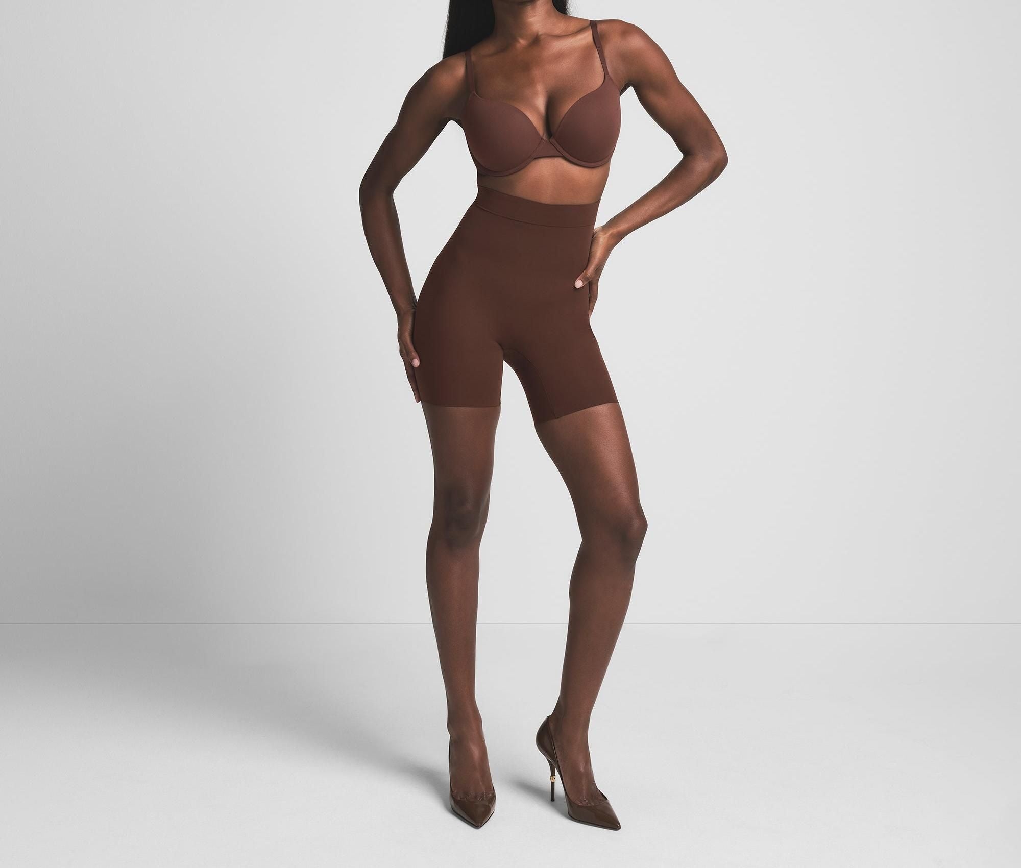 Skims Sheer Seamless High-Waisted Mid Thigh Short Cocoa