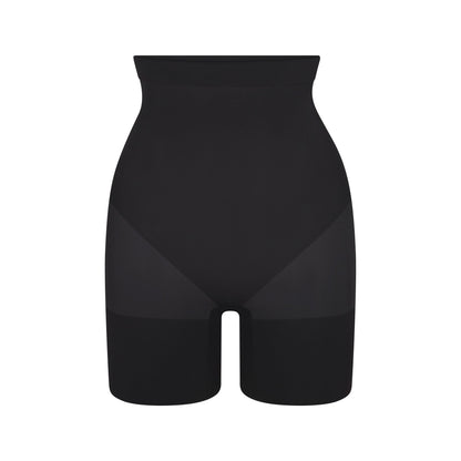 Skims Sheer Seamless High-Waisted Mid Thigh Short Onyx