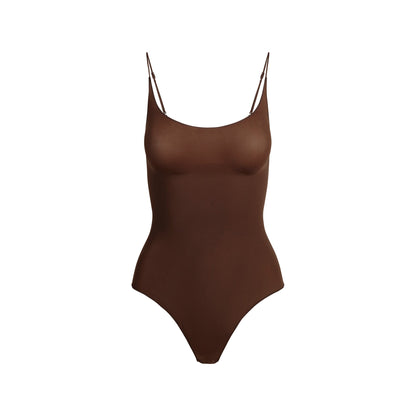 Skims Sheer Seamless Thong Bodysuit Cocoa