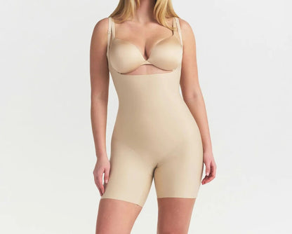 Skims Body Core Sculpt Back Smoothing Open Bust Mid Thigh Bodysuit