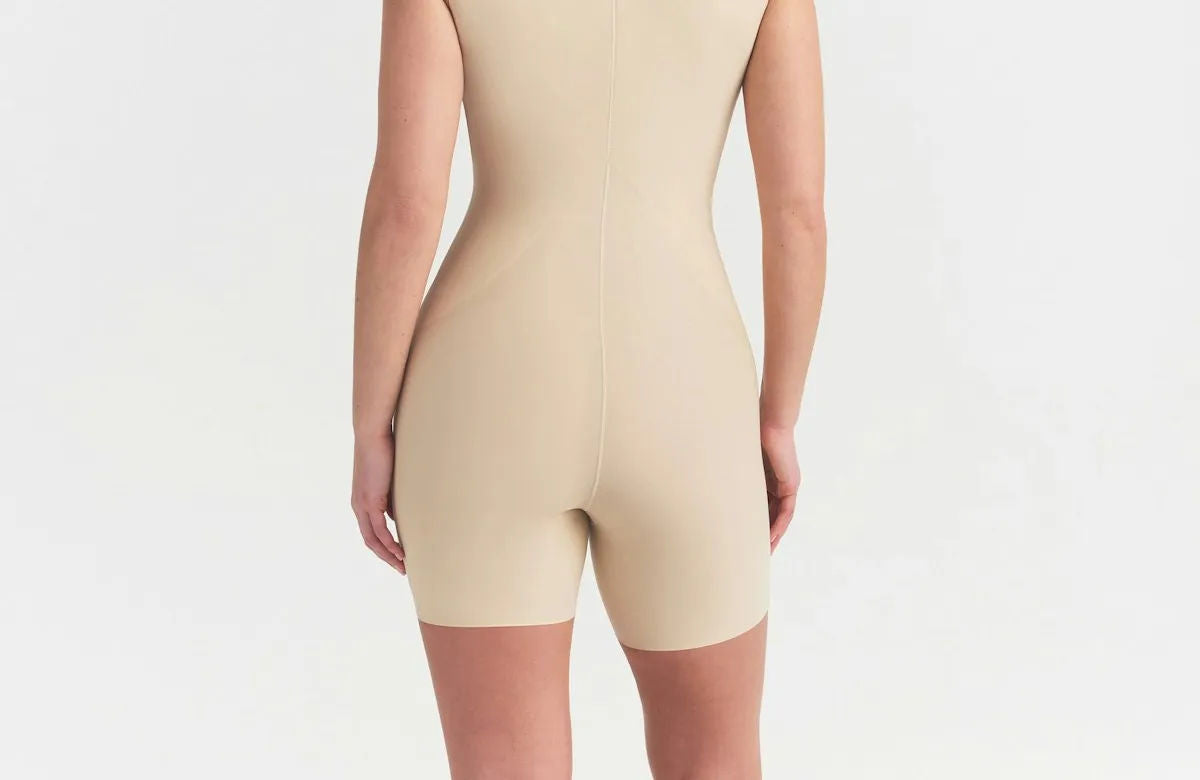 Skims Body Core Sculpt Back Smoothing Open Bust Mid Thigh Bodysuit