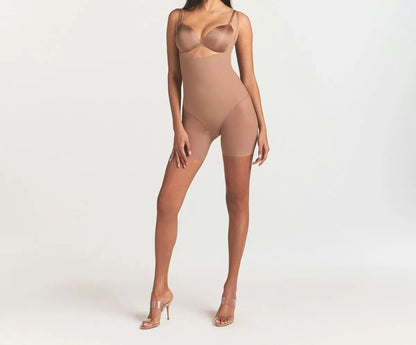 Skims Body Core Sculpt Back Smoothing Open Bust Mid Thigh Bodysuit