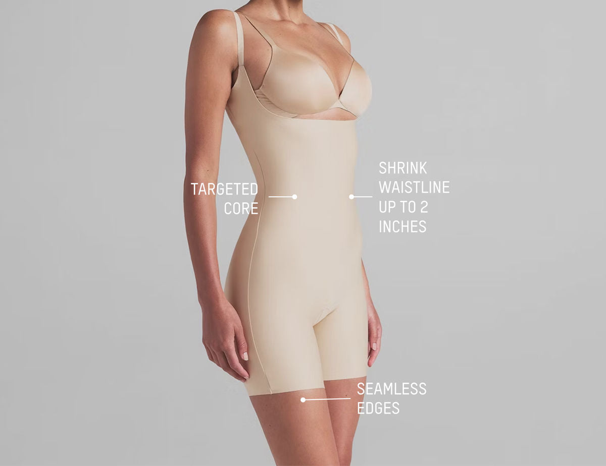 Skims Body Core Sculpt Open Bust Mid Thigh Bodysuit