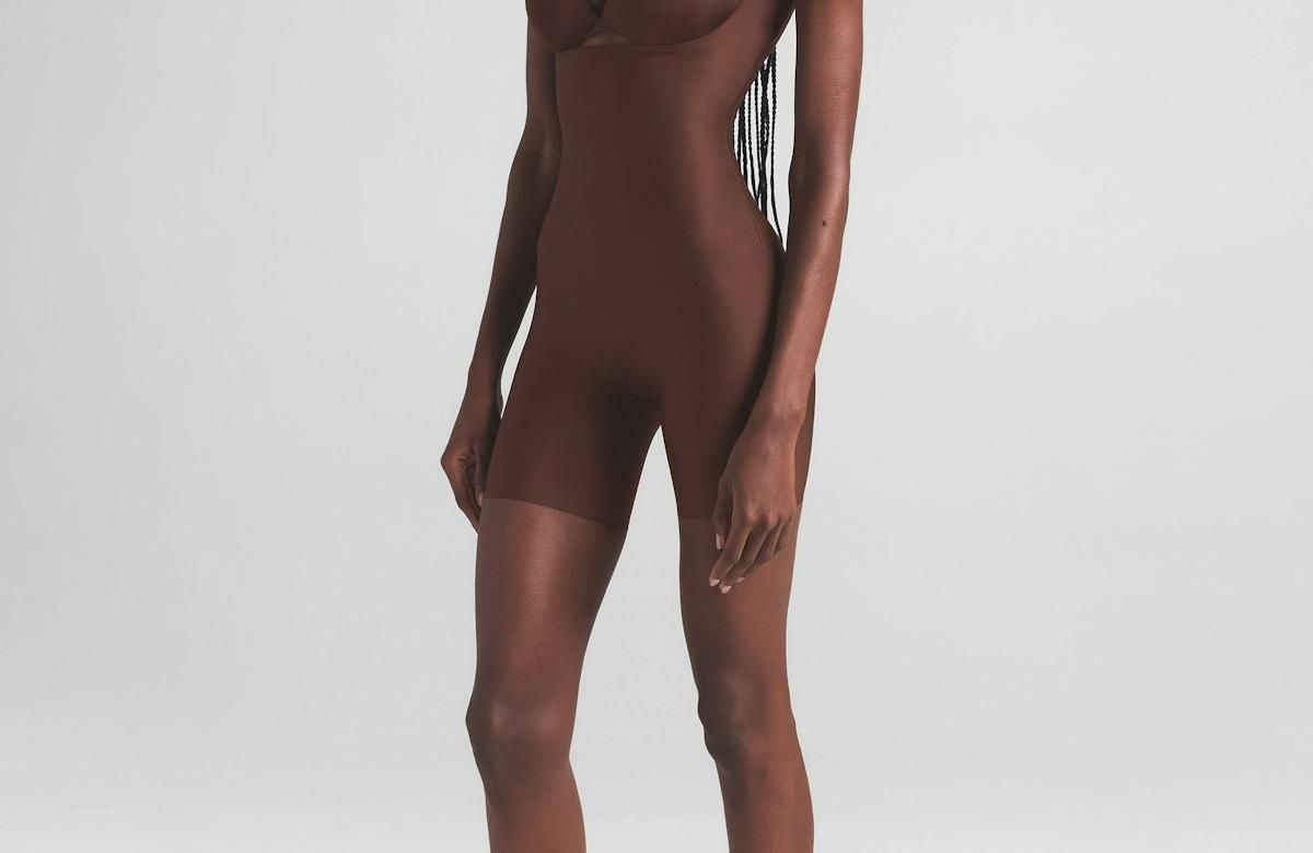 Skims Body Core Sculpt Open Bust Mid Thigh Bodysuit