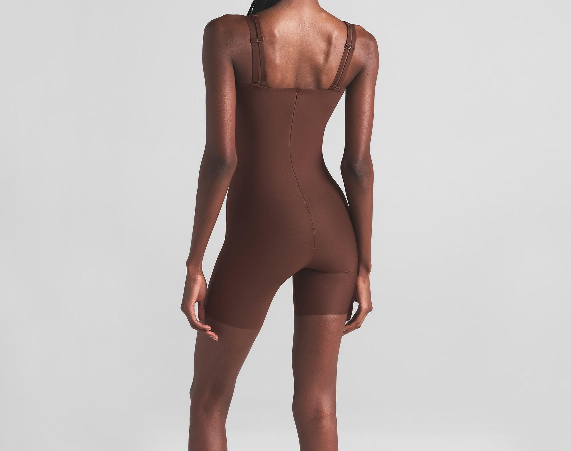 Skims Skims Body Core Sculpt Open Bust Mid Thigh Bodysuit Cocoa