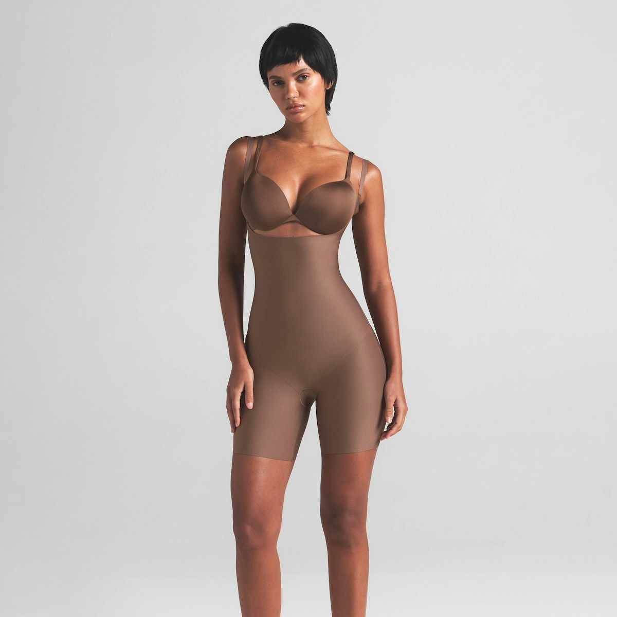 Skims Body Core Sculpt Open Bust Mid Thigh Bodysuit