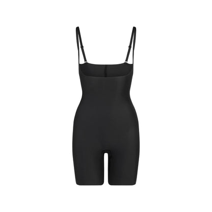 Skims Skims Body Core Sculpt Open Bust Mid Thigh Bodysuit Onyx