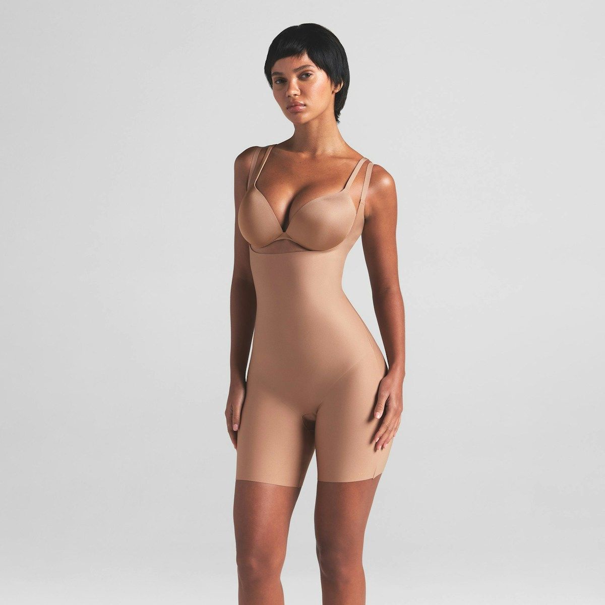 Skims Body Core Sculpt Open Bust Mid Thigh Bodysuit