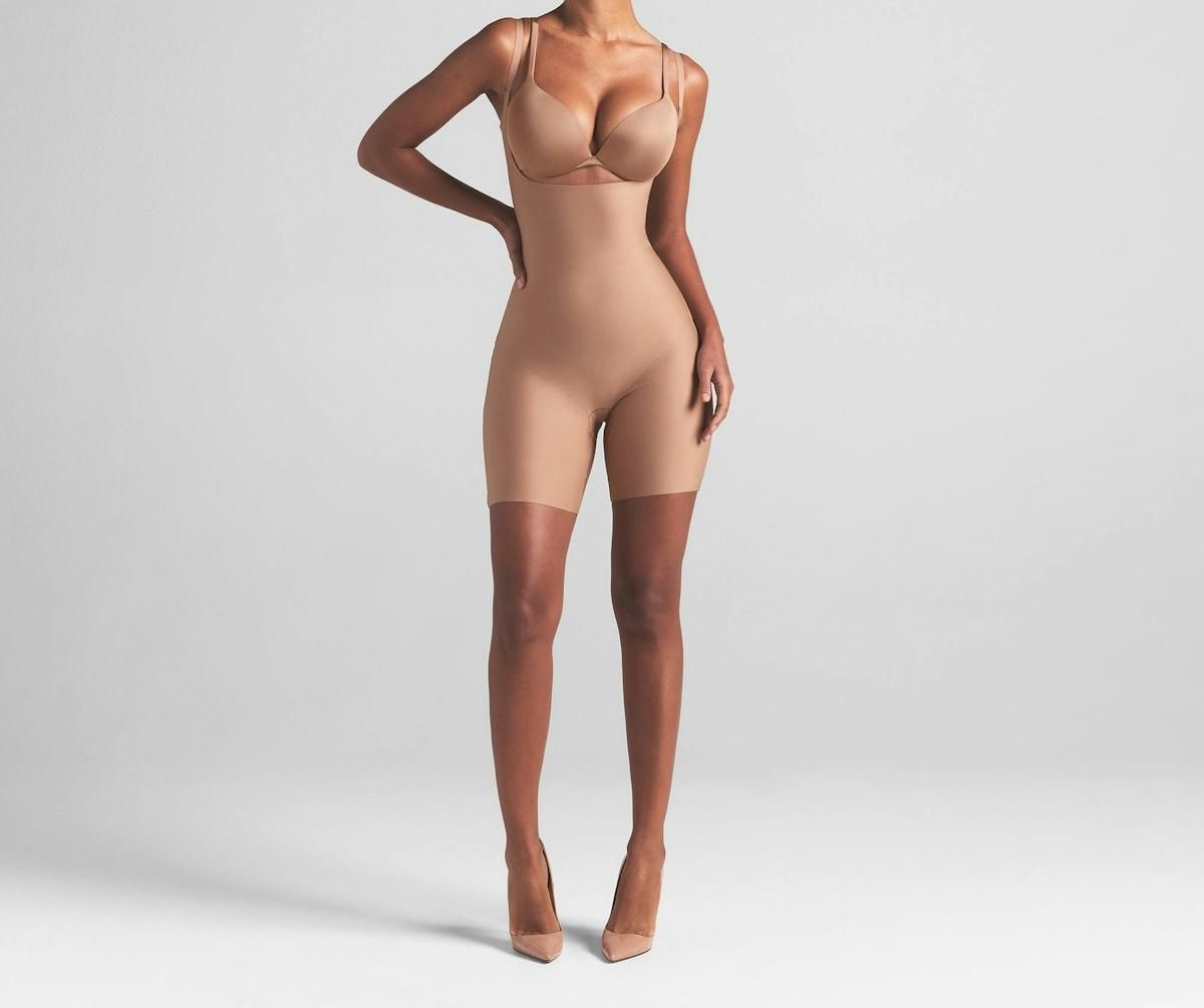 Skims Body Core Sculpt Open Bust Mid Thigh Bodysuit