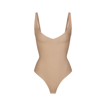 Skims Skims Body Core Sculpt Plunge Thong Bodysuit Clay