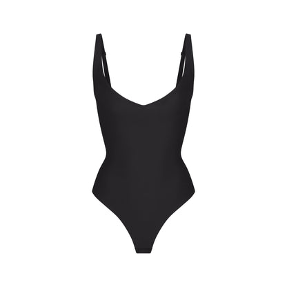 Skims Skims Body Core Sculpt Plunge Thong Bodysuit Onyx