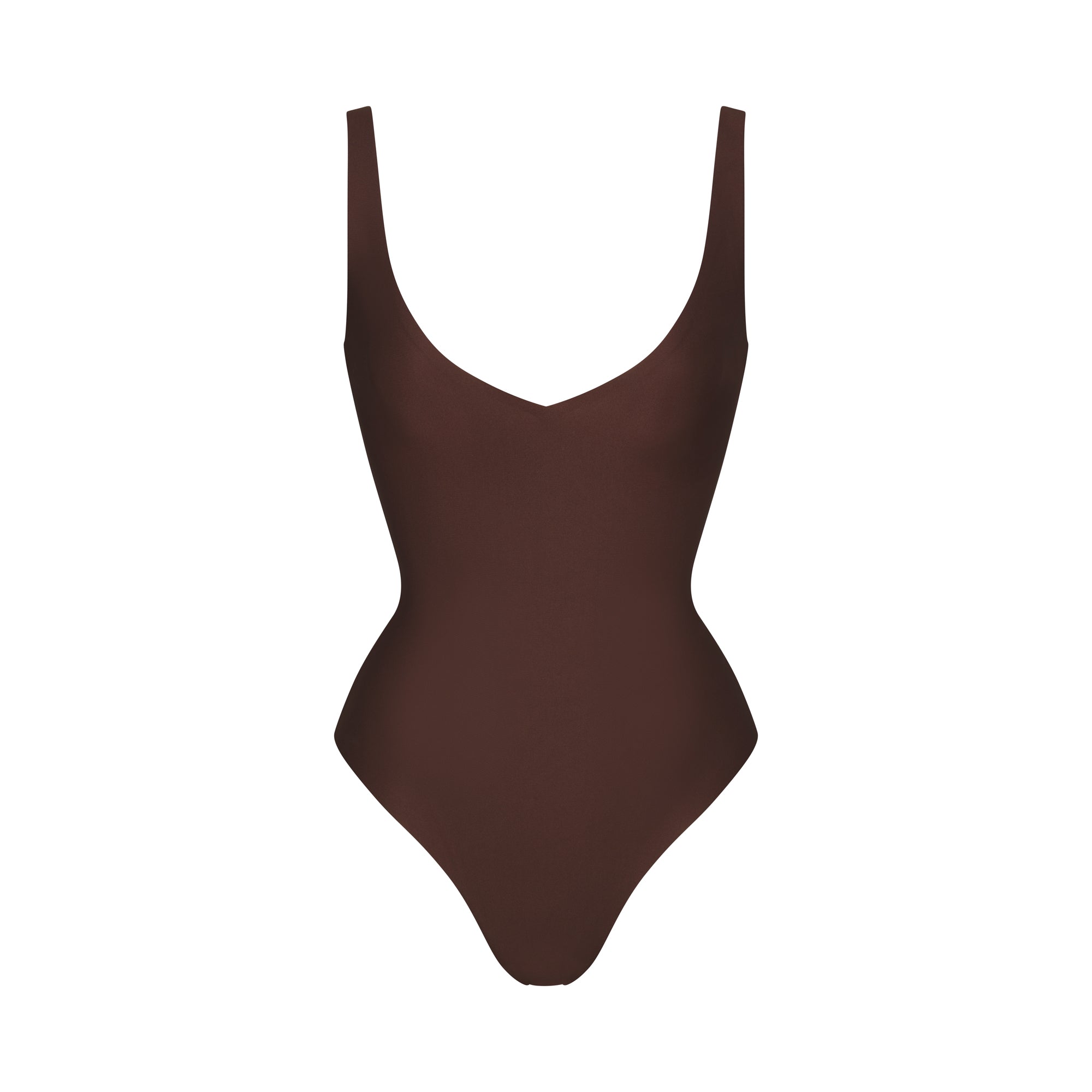 Skims Skims Body Unlined Plunge Thong Bodysuit Cocoa