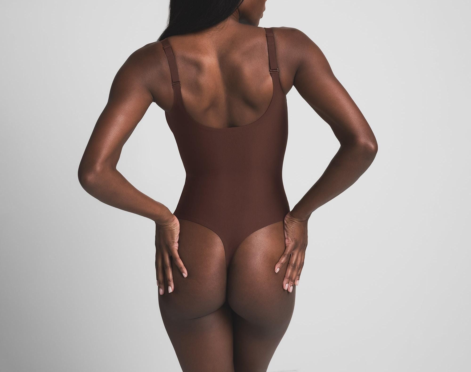 Skims Skims Body Unlined Plunge Thong Bodysuit Cocoa