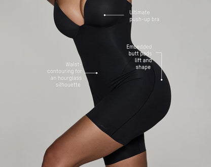 Skims Skims Ultimate Body Push-Up Butt Enhancing Padded Mid Thigh Bodysuit Cocoa
