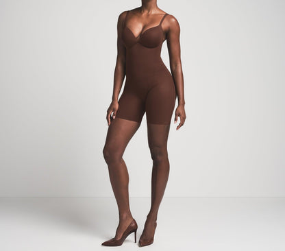 Skims Skims Ultimate Body Push-Up Butt Enhancing Padded Mid Thigh Bodysuit Cocoa