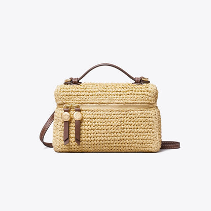 Tory Burch Slim Romy Woven Top Handle Bag Natural