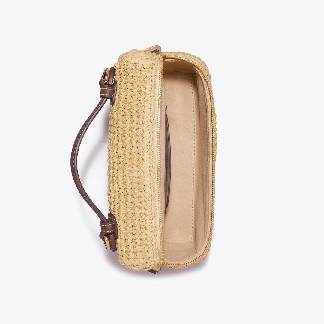 Tory Burch Slim Romy Woven Top Handle Bag Natural
