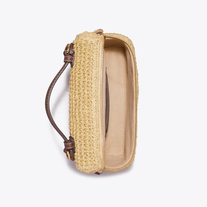 Tory Burch Slim Romy Woven Top Handle Bag Natural