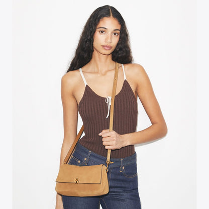 Tory Burch Small Charlie Suede Shoulder Bag Toffee