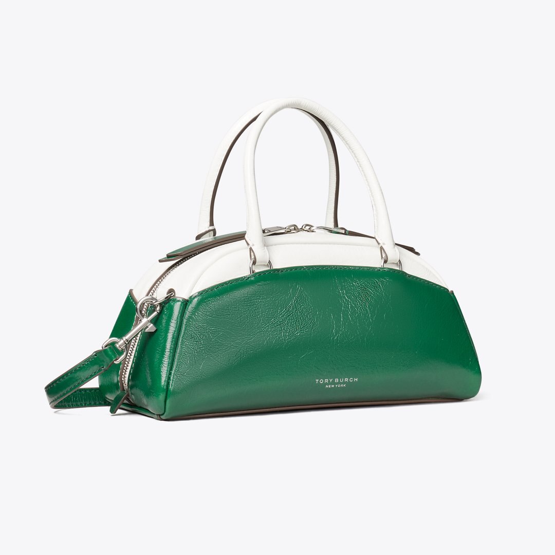 Tory Burch Small Colorblock Bowler Sapphire Green
