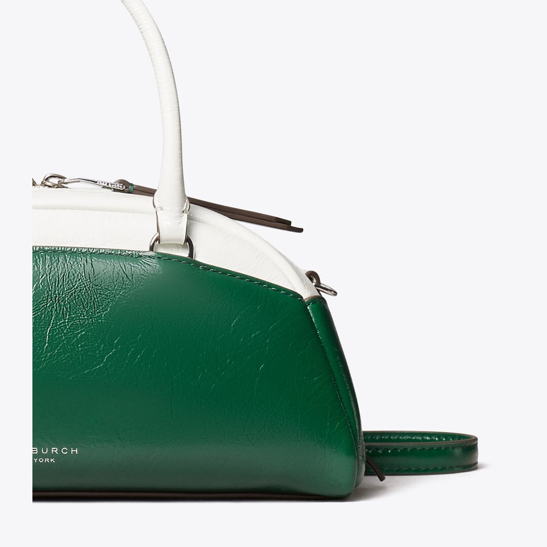 Tory Burch Small Colorblock Bowler Sapphire Green