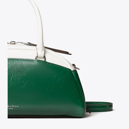 Tory Burch Small Colorblock Bowler Sapphire Green