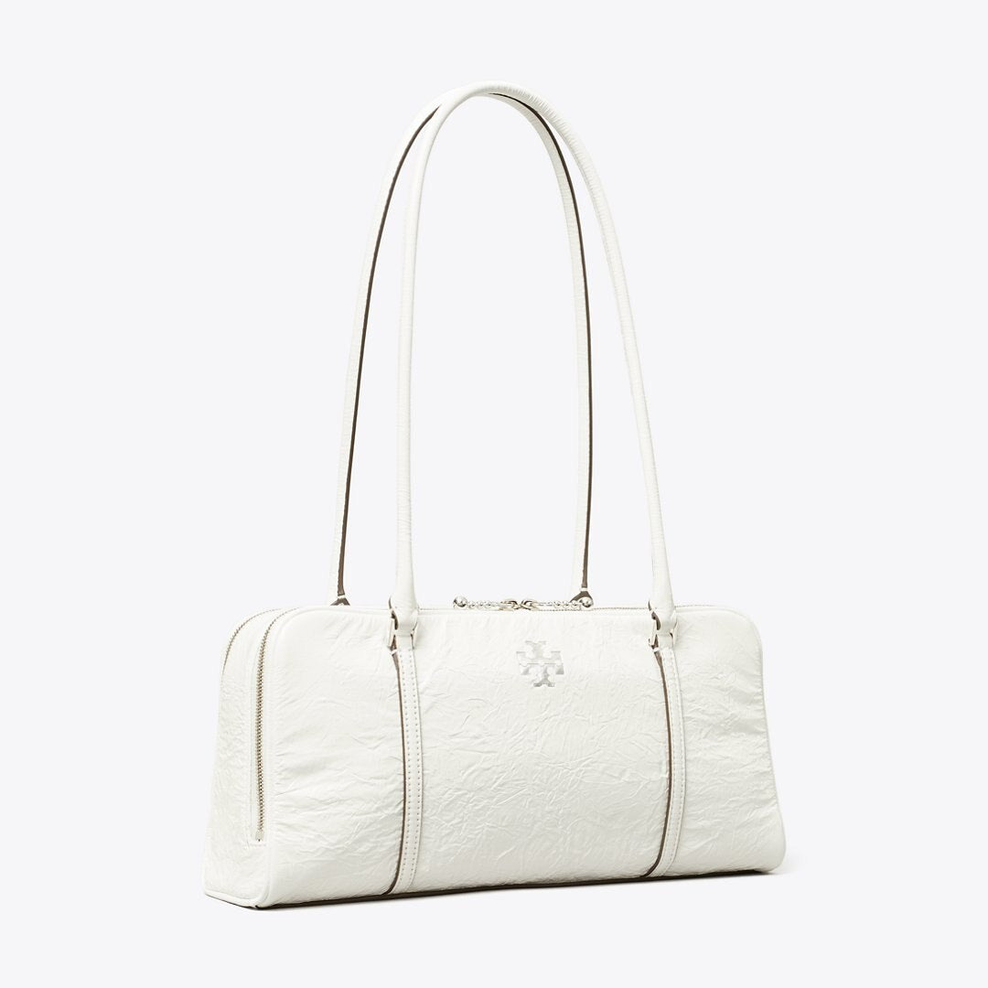 Tory Burch Small Crinkle Leather Marshmallow Satchel White