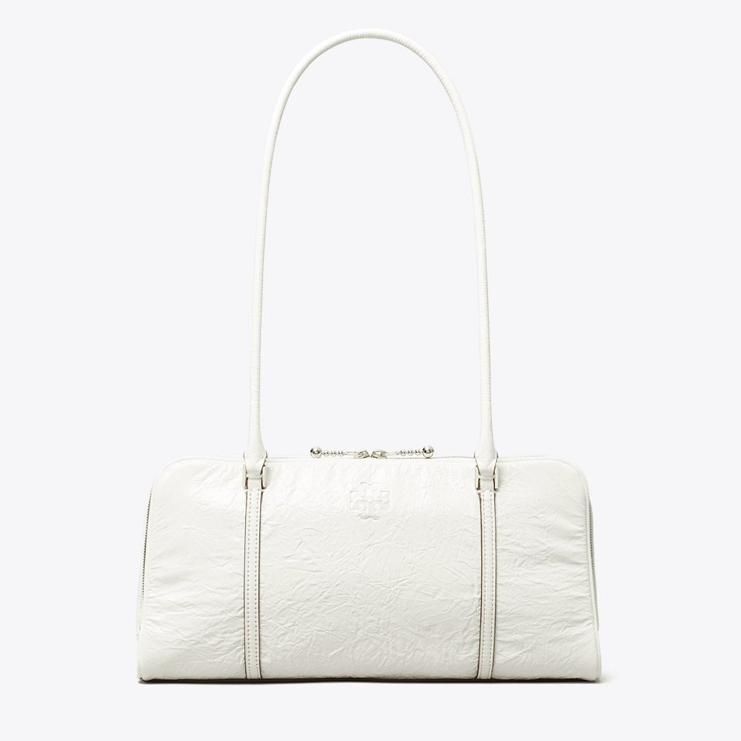 Tory Burch Small Crinkle Leather Marshmallow Satchel White