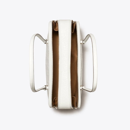 Tory Burch Small Crinkle Leather Marshmallow Satchel White