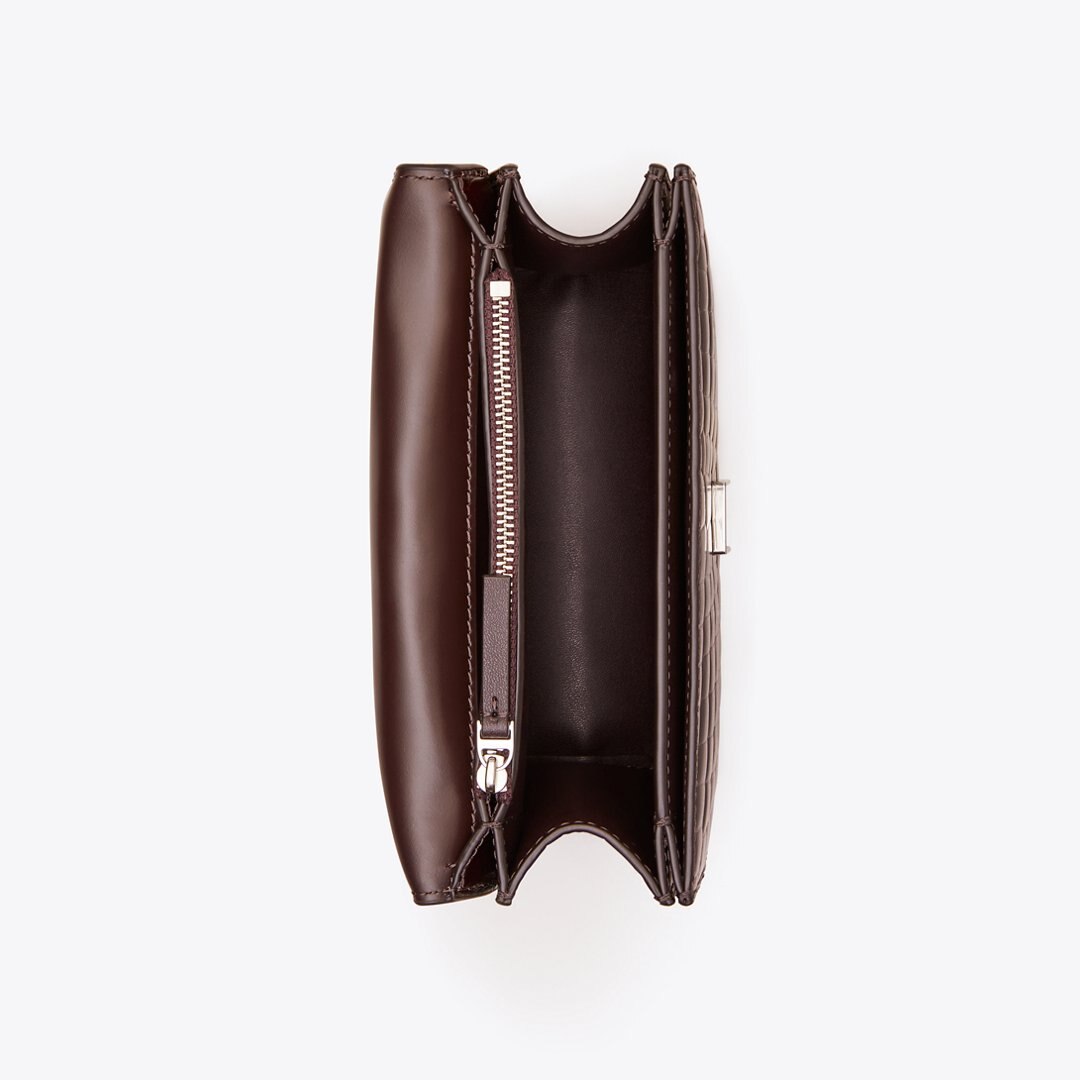 Tory Burch Small Eleanor Croc-Embossed Shoulder Bag Deep Burgundy