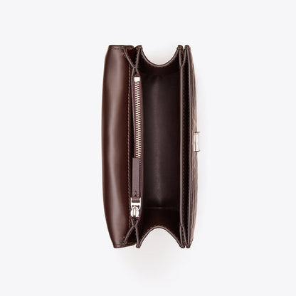 Tory Burch Small Eleanor Croc-Embossed Shoulder Bag Deep Burgundy