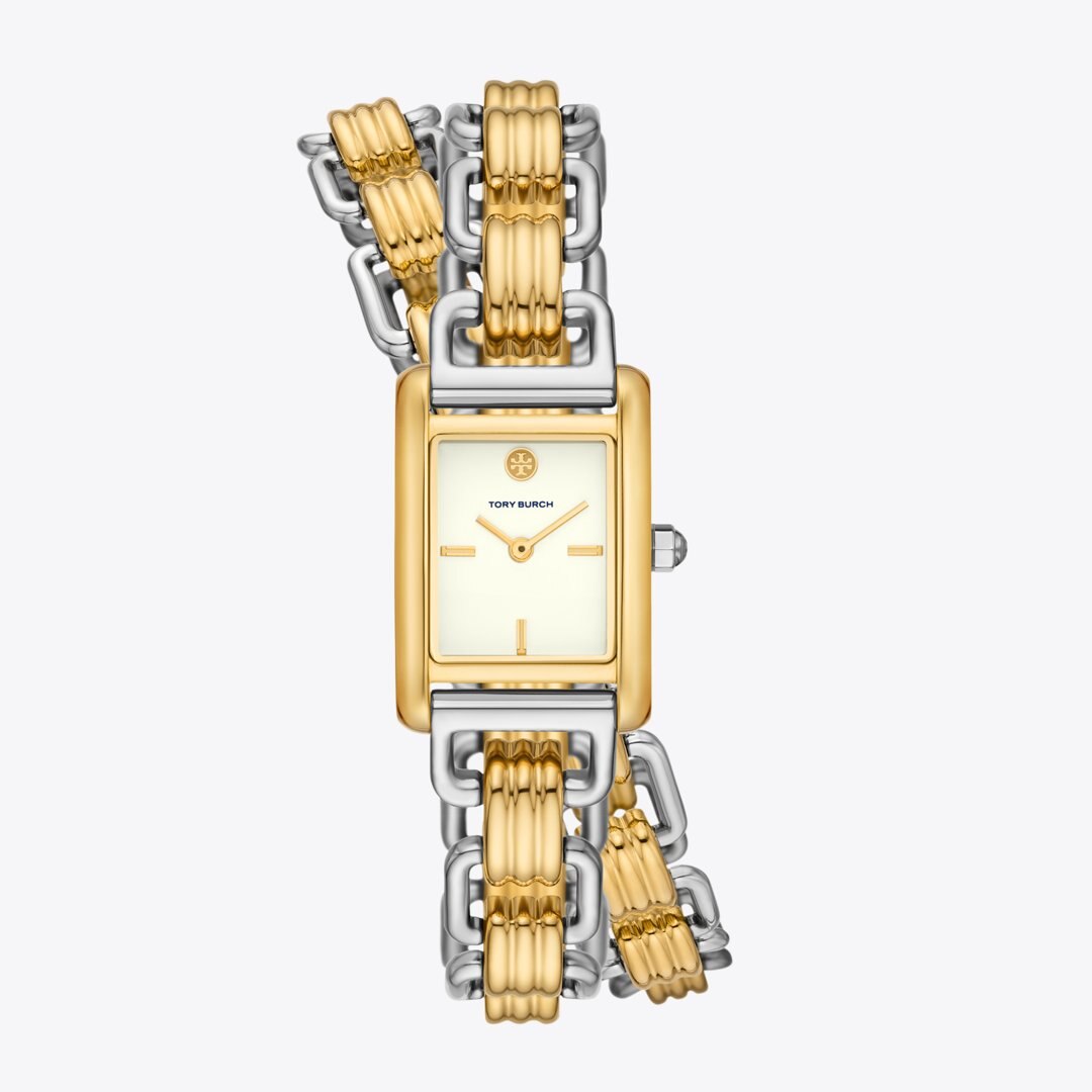 Tory Burch Small Eleanor Double Wrap Watch IVORY/ TWO-TONE