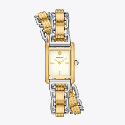 Tory Burch Small Eleanor Double Wrap Watch IVORY/ TWO-TONE