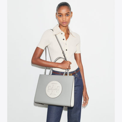 Tory Burch Small Ella Bio Color-Block Tote Light Granite / Moongaze