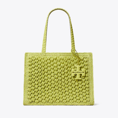 Tory Burch Small Ella Hand-Crocheted Popcorn Tote Citrus Green
